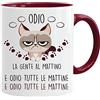 Acen Merchandise Tazze divertenti GATTO - Odio la gente al mattino. Il gadget regalo per la tazza con gatto più divertente (Marrone) tazze caffe, tazza gatto