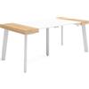 Skraut Home | Consolle allungabile | Tavolo consolle allungabile | 180 | Per 8 persone | Gambe in legno | Stile moderno | Rovere e bianco