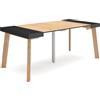 Skraut Home | Consolle allungabile | Tavolo consolle allungabile | 180 | Per 8 persone | Gambe in legno | Stile moderno | Nero e rovere
