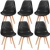 FRUOGO set di 6 sedie da pranzo con gamba in legno di faggio massiccio, il tessuto è un'imitazione di pelle scamosciata sedia soggiorno, moderne sedie da cucina Sedia imbottita