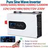 5000W-12000W Power Pure Sine Wave Solar Inverter 12V 24V 48V 60V 72V 96V to 220V