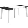 Skraut Home | Consolle allungabile | Tavolo consolle allungabile | 160 | Per 8 persone | Gambe in legno | Stile moderno | Bianco e nero