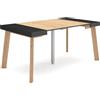 Skraut Home | Consolle allungabile | Tavolo consolle allungabile | 160 | Per 8 persone | Gambe in legno | Stile moderno | Nero e rovere