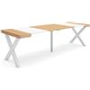 Skraut Home | Consolle allungabile | Tavolo consolle allungabile | 260 | Per 12 persone | Gambe in legno | Stile moderno | Rovere e bianco