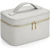 notrash2003 Boutique Beauty Case - Beauty case per cosmetici, in ecopelle saffiano, 23 x 15 x 14 cm, con tasche interne e maniglia per il trasporto, grigio chiaro, moderno