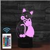 Comiwe Gatto (B) Luce Notturna di Illusione 3D,16 Colori Controllo Touch e Telecomando,Lampada da Comodino Tavolo LED per Decorazioni la Casa,Regalo Creativo per Ragazze,Ragazzi,Bambini Famiglia