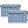 LIFENEY Set di 2 contenitori per bambini (37 x 25 x 21 cm), cestino portaoggetti per cameretta dei bambini e salotti (stella turchese)