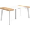Skraut Home | Consolle allungabile | Tavolo consolle allungabile | 160 | Per 8 persone | Gambe in legno | Stile moderno | Rovere e bianco