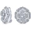 Bling Jewelry Elegante Nuziale Cubic Zirconia Pave CZ 3D Fiore Rosa Clip On Orecchini Per Donne Madre Matrimonio Prom Festa Formale Non Forato Orecchie Argento Placcato