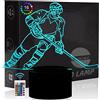 Comiwe Hockey su Ghiaccio Luce Notturna di Illusione 3D,16 Colori Controllo Touch e Telecomando,Lampada da Comodino Tavolo LED per Decorazioni la Casa,Regalo Creativo per Ragazzi,Bambini Famiglia