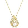 DIAMORE Elli diamonds Collana Donna Perla Coltivata D'Acqua Dolce con diamante (0,13 Ct.) In Oro Giallo 585