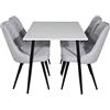 Venture Home GR20049 Polar & Velvet Deluxe Gastronomia Scrivania con 4 Sedia, 120 cm Lunghezza x 75 cm Larghezza x 80 cm Altezza, Bianco/Nero/Grigio Chiaro