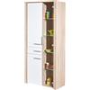 Inter Link Vetrina Buffet Cristalliera Truciolare Decoro Sonoma Rovere, Bianco Lucido