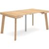 Skraut Home | Consolle allungabile | Tavolo consolle allungabile | 160 | Per 8 persone | Gambe in legno | Stile moderno | Rovere