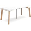 Skraut Home | Consolle allungabile | Tavolo consolle allungabile | 180 | Per 8 persone | Gambe in legno | Stile moderno | Bianco