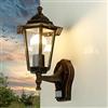 Licht-Erlebnisse Lampione da giardino Paris con sensore di movimento stile rustico retrò classico in bronzo anticato ideale per giardino, cortile e vialetto
