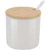 Chase Chic Zuccheriera in Porcellana, Zucchero Pot in Ceramica con Coperchio e Cucchiaio Barattolo da Cucina per Spezie Barattolo per Sale Caffè Bar 230ml Bianco