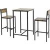 SoBuy Set 3 Pezzi Tavolo con 2 sgabelli Mobile Bar per casa Stile Industriale, L60P60A97cm, Legno OGT27-N