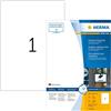 HERMA Etichette Impermeabili, 210 x 297 mm, Etichette Adesive A4 per Stampante, 1 Etichette per Foglio, Bianco
