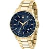 Maserati Orologio Maserati Sfida Cronografo uomo R8873640008 Watch Acciaio Dorato Blu New