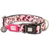 Max & Molly Urban Pets Smart ID - Collare per cani in neoprene morbido, impermeabile, lavabile in lavatrice, fibbia di potere, etichetta QR e profilo di applicazione personalizzato, leopardo rosa, S