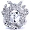 HALUKAKAH Anello Medusa Diamanti Iced Out, Finitura in Oro Bianco Platino per Uomo, Diamanti da Laboratorio Incastonati a Mano, Misura Anello Regolabile, con Scatola Regalo