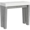 Itamoby Consolle allungabile 90x40/300 cm Spimbo Mix piano Bianco Frassino - struttura Cemento