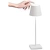 21 SHOP® Lampada Da Tavolo A Led Con Batteria Ricaricabile Touch Dimmerabile 3 Colori Bar Negozio Casa Ufficio in Alluminio Bianco