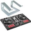 keepdrum Hercules DJControl Inpulse 300 MK2 2 Deck DJ Controller + supporto keepdrum argento
