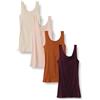 Amazon Essentials Canottiera vestibilità Aderente Donna, Pacco da 4, Beige/Bordeaux/Rosato/Terracotta, XL