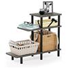 Furinno Turn-N-Tube Tavolino da Divano a 3 Livelli, Legno, Rovere Francese Grigio/Nero, 29.49 x 80 x 65.1 cm