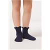 Calzedonia Calze Corte A Costine Da Bambina Blu