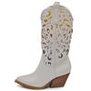 IF Fashion Cowboy Western Scarpe da Donna Stivali Stivaletti Punta Camperos Texani Etnici 629 Bianco N.39