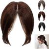 RsfiL Capelli da donna con parte laterale centrale, clip ondulata con frangia laterale in frangia Topper reale Parte laterale centrale con frangia laterale for capelli umani Capelli umani (Color : Dark bro