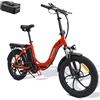 Fafrees F20 Pieghevole E Bike Fatbike con batteria da 36 V 16 AH, bicicletta elettrica da donna 20 pollici, 250 W, 25 km/h, Shimano 7S, rosso (Bianco)