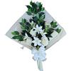 DRW Bouquet di fiori per cimitero bouquet di fiori artificiali per mettere in vaso vaso vaso o sopra sepoltura 73x63x20 cm (gigli e rose bianche)