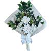 DRW Bouquet di fiori per cimitero bouquet di fiori artificiali con vaso per mettere in vaso 78 x 63 x 20 cm (Dalie bianche)