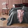 ROOM99 Leila Elegante copriletto grigio scuro, 200 x 220 cm, versatile come copriletto o copridivano, trapunta in stile patchwork, ideale come bedspread