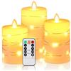 HIYAA Candele a LED, candele a LED con catena di luci incorporata, confezione da 3 candele alimentate a batteria con telecomando, funzione timer 24 ore, fiamma danzante, vera cera
