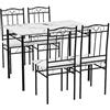 LafeuR Set da pranzo con tavolo da pranzo e 4 sedie, set di 5 pezzi per sala da pranzo, cucina, soggiorno, marmo bianco + cornice nera, 109 x 69 x 75 cm