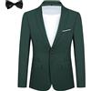 Allthemen Abito da Uomo in 2 Pezzi in Tinta Unita con Un Bottone Blazer + Cravatta Giacca Formale da Lavoro per Matrimonio Verde M