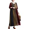 Versear Donna Casual Boho Abito Lungo Oversize Maxi Vestito Floreale Maniche Lunghe Autunno Inverno Caftano Cotone con Tasche