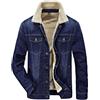 Allthemen Giacca di Jeans da Uomo in Velluto Spesso Jacket Militare da Cowboy in Pile Invernale Caldo Capispalla Multi Tasche Blu L