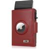 Marc Peter® Chicago Push Air Slim Wallet - Portamonete Airtag con scomparto per monete - Protezione RFID piccolo mini portafoglio in pelle, rosso, MINI MÜNZFACH MIT AIRTAG FACH, Classico