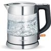 SEVERIN Bollitore in vetro, potente e compatto con design di alta qualità, bollitore elettrico con filtro anticalcare, acciaio inox/nero, WK 3468