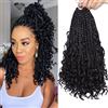 Samtress 8 confezioni di boho box trecce capelli crochet 14 pollici dea box trecce con capelli ricci nero naturale Pre Looped Boemia scatola trecce disordinato sintetico intrecciare capelli per le