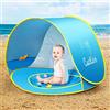 Ceekii Tenda Spiaggia Bambini,Tende per Bambini Spiaggia Pop Up Tenda con Mini Piscina,Tenda per Neonati Pieghevole Portatile Protezione Solare Anti-UV 50+, Ideale per Viaggio in Spiaggia Campeggio