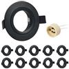 URing Faretto Incasso Cartongesso GU10 Alluminio Nero, Cornice Faretti led da incasso per cartongesso Rotondo Portafaretto incl. Portalampada GU10 per lampade LED e Alogeno, Foro ø65mm, Set da 10