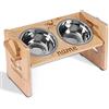 OXYEFEI Ciotola Per Gatti/Cani Personalizzata Con Personalizzazione Nome, Mangiatoia in Bambù Con 2 Ciotole, Viene Fornita Con un Pad in Silicone Antiscivolo, Facile Da Pulire (Stile 5)
