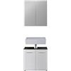 trendteam smart living Skin Set da Bagno Composto da 2 Pezzi, Corpo Sardegna Color Argento Fumo con Molto Spazio e ripiano, Parte Anteriore Bianca Lucida, 60 x 182 x 31 cm